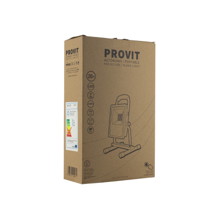 Tragbarer Provit-LED-Scheinwerfer mit wiederaufladbarem Akku, 20 W, 1.800 lm, IP54, „ 21.5x19x32.5cm “, 4.000 K, schwarz/gelb, 5