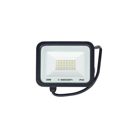 Projecteur LED TenkoS2 20 W, 1 600 lm, IP65, 14 x 3 x 11 cm, 6 000 K, noir, 30 000 h, SECOM