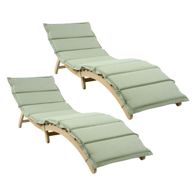 Pack 2 Tumbonas Reclinables en Madera de Acacia con Cojín 168x54x55cm 7house Tumbonas de Jardín 1