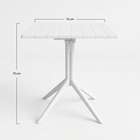 Mesa de Bar Cuadrada 70x70cm Ares en Polipropileno con Tablero Plegable para Interior y Exterior 7house Mesas de Comedor 3