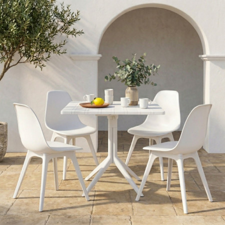 Mesa de Bar Cuadrada 70x70cm Ares en Polipropileno con Tablero Plegable para Interior y Exterior 7house Mesas de Comedor 4