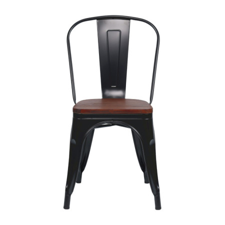 Pack 10 Sillas Apilables Industriales de Acero y Madera 45x45x85cm Thinia Home Sillas de Comedor 2