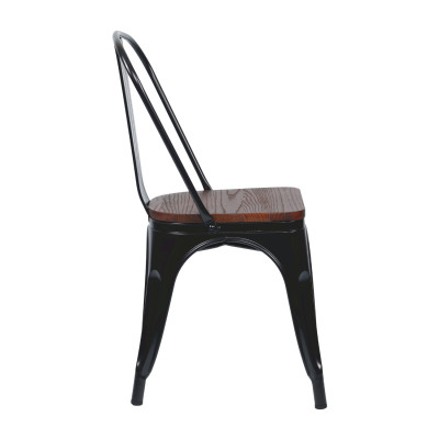 Pack 10 Sillas Apilables Industriales de Acero y Madera 45x45x85cm Thinia Home Mobiliario Hosteleria 3