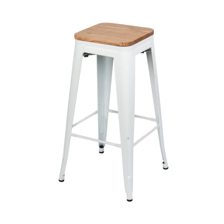 Taburete Medio Industrial Apilable de Acero y Madera 43x43x76cm Thinia Home Taburetes 1
