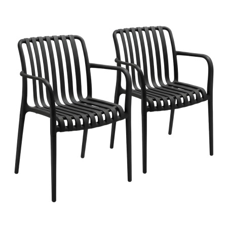 Pack de 2 Sillas Apilables de Exterior con Reposabrazos Kaia en Polipropileno 7house Sillas de Jardín 1