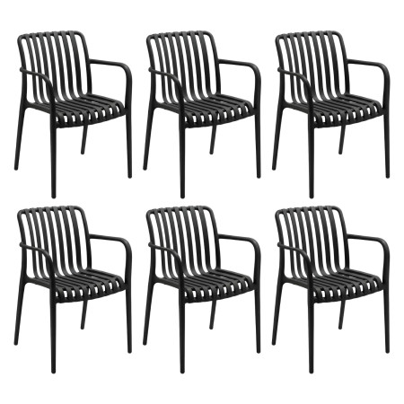 Pack de 6 Sillas Apilables de Exterior con Reposabrazos Kaia en Polipropileno 7house Sillas de Jardín 1
