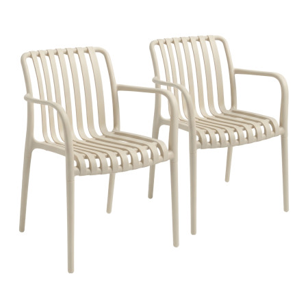 Pack de 2 Sillas Apilables de Exterior con Reposabrazos Kaia en Polipropileno 7house Sillas de Jardín 1