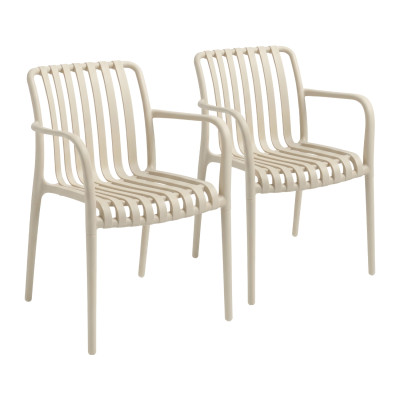 Lot de 2 chaises d'extérieur empilables avec accoudoirs « Kaia » en polypropylène 7house