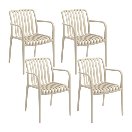 Pack de 4 Sillas Apilables de Exterior con Reposabrazos Kaia en Polipropileno 7house Sillas de Jardín 1