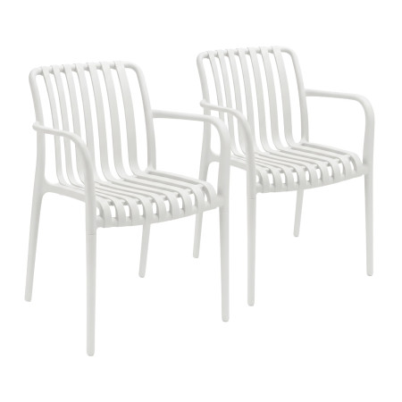 Pack de 2 Sillas Apilables de Exterior con Reposabrazos Kaia en Polipropileno 7house Sillas de Jardín 1