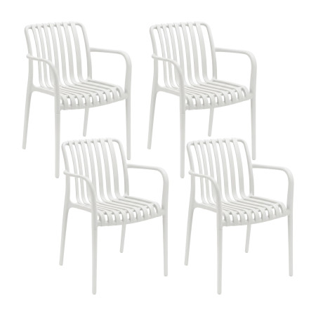 Pack de 4 Sillas Apilables de Exterior con Reposabrazos Kaia en Polipropileno 7house Sillas de Jardín 1