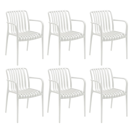 Pack de 6 Sillas Apilables de Exterior con Reposabrazos Kaia en Polipropileno 7house Sillas de Jardín 1