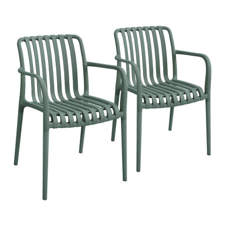 Pack de 2 Sillas Apilables de Exterior con Reposabrazos Kaia en Polipropileno 7house Sillas de Jardín 1
