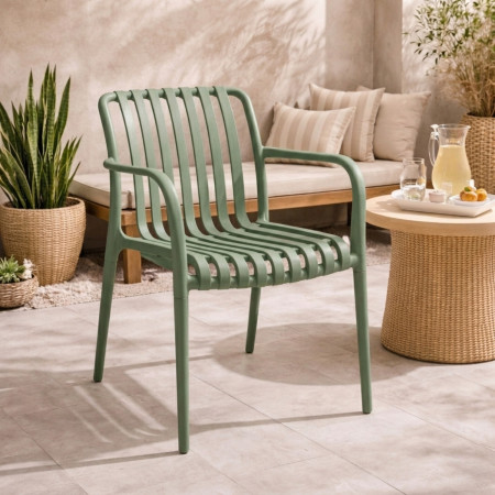Pack de 2 Sillas Apilables de Exterior con Reposabrazos Kaia en Polipropileno 7house Sillas de Jardín 28