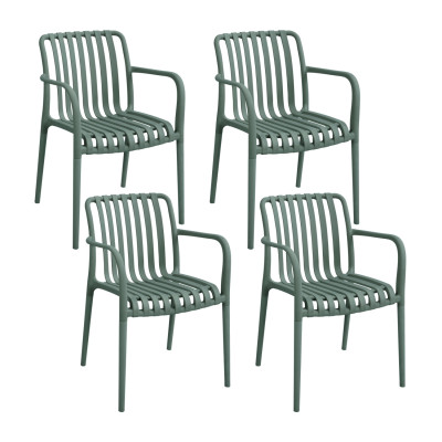 Pack de 4 Sillas Apilables de Exterior con Reposabrazos Kaia en Polipropileno 7house Sillas de Jardín 22