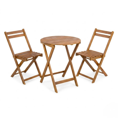 Conjunto de Balcón Bistró Arlen con Mesa Redonda y 2 Sillas Plegables en Madera de Acacia 7house Nuevos Productos 1