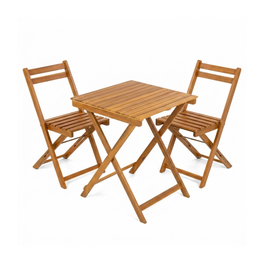 Conjunto de Balcón Bistró Soren con Mesa Cuadrada y 2 Sillas Plegables en Madera de Acacia 7house Nuevos Productos 1