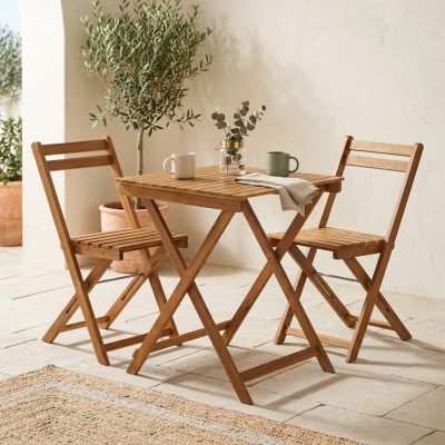 Conjunto de Balcón Bistró Soren con Mesa Cuadrada y 2 Sillas Plegables en Madera de Acacia 7house Nuevos Productos 7