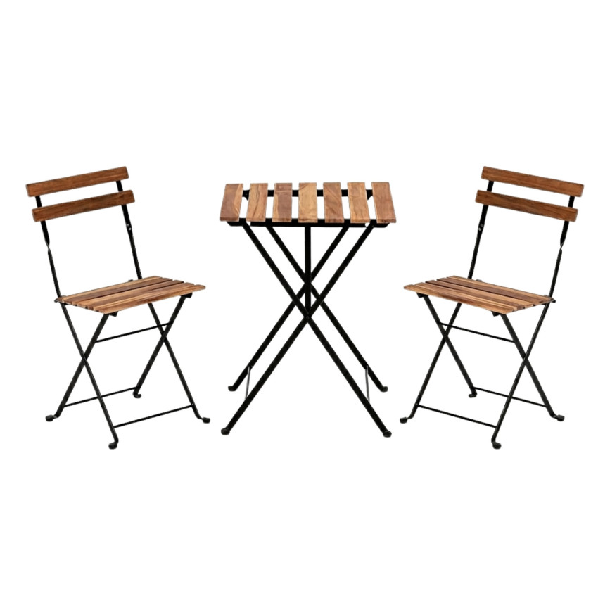 Conjunto de Balcón Bistró Barel con Mesa Cuadrada y 2 Sillas Plegables en Madera de Acacia 7house Nuevos Productos 1