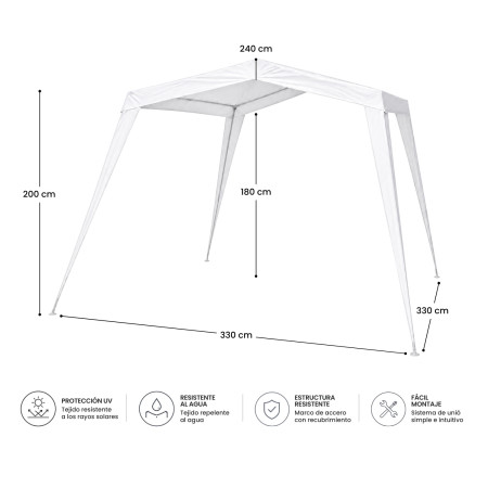 Gazebo Plegable para Jardín con Estructura de Acero 330x330x240cm 7house Carpas y Cenadores de Metal 4
