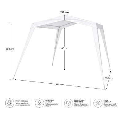 Gazebo Plegable para Jardín con Estructura de Acero 330x330x240cm 7house Carpas y Cenadores de Metal 4