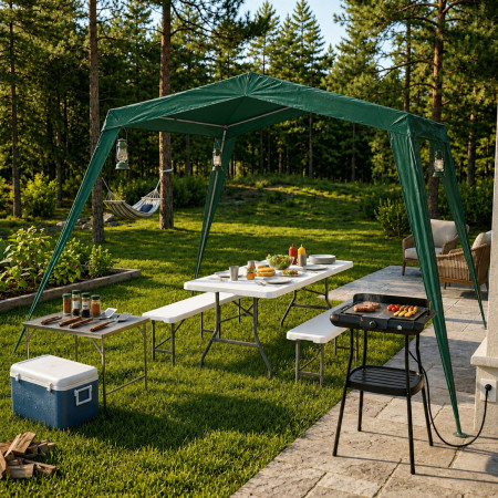 Gazebo Plegable para Jardín con Estructura de Acero 330x330x240cm 7house Carpas 12