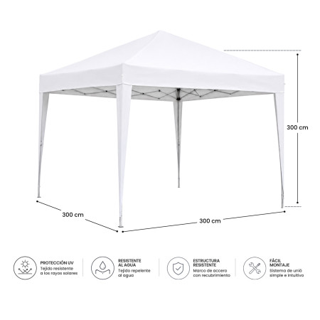 Carpa Plegable para Jardín con Estructura de Acero 300x300x300cm 7house Carpas y Cenadores de Metal 4