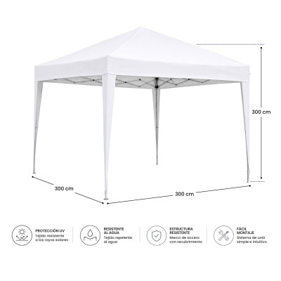 Carpa Plegable para Jardín con Estructura de Acero 300x300x300cm 7house Carpas y Cenadores de Metal 4
