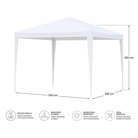Carpa Desmontable para Jardín con Estructura de Acero 300x300x300cm 7house Carpas y Cenadores de Metal 4