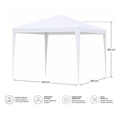 Carpa Desmontable para Jardín con Estructura de Acero 300x300x300cm 7house Carpas y Cenadores de Metal 4