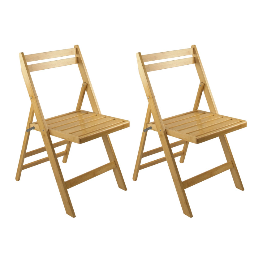 Pack 2 Sillas Plegables de Madera de Bambú Biano 46x44x78cm Thinia Home Sillas de Jardín 1