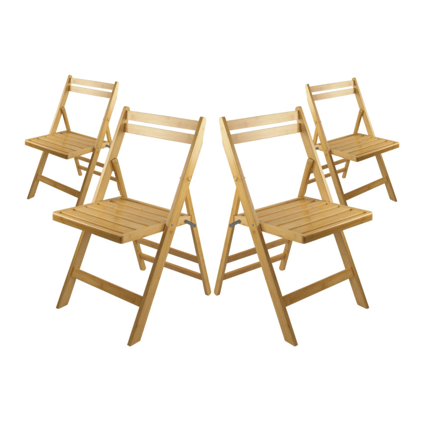 Pack 4 Sillas Plegables de Madera de Bambú Biano 46x44x78cm Thinia Home Sillas de Jardín 1