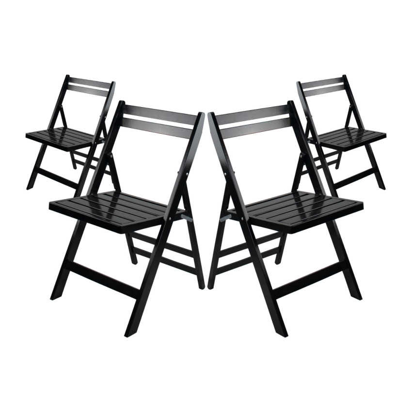 Pack 4 Sillas Plegables de Madera de Bambú Biano 46x44x78cm Thinia Home Sillas de Jardín 7