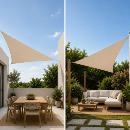 Toldo Vela Triangular 3.6x3.6x3.6m con Protección UV 7house Toldos Vela 4