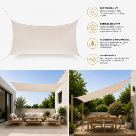 Toldo Vela Rectangular 3x4m con Protección UV 7house Toldos Vela 3