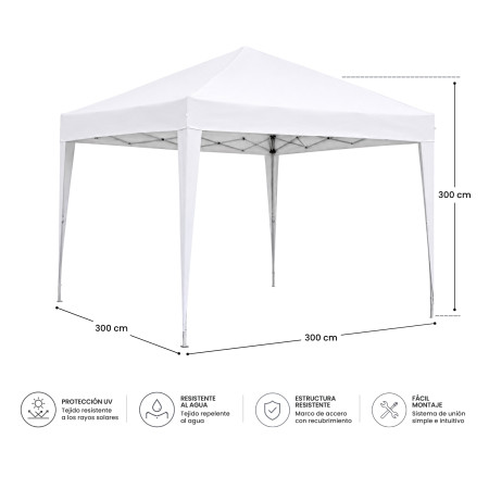 Carpa Plegable para Jardín con Estructura de Acero 300x300x300cm 7house Carpas 4