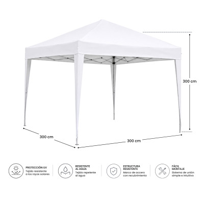 Carpa Plegable para Jardín con Estructura de Acero 300x300x300cm 7house Carpas 4