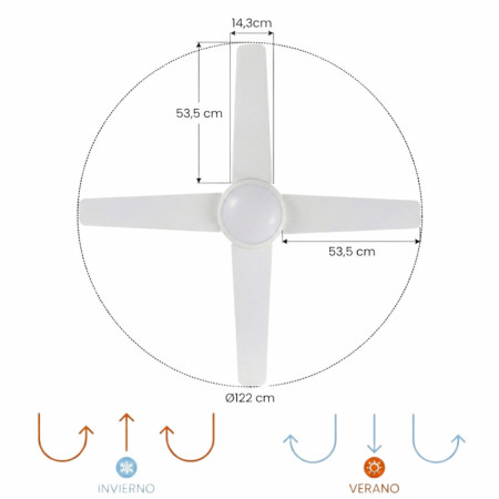 Ventilador de Techo con Luz 4 Aspas 56W 6 Velocidades Montana Blanco Thinia Home Ventiladores de Techo 6