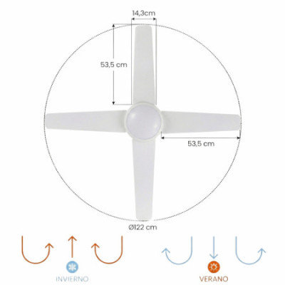 Ventilador de Techo con Luz 4 Aspas 56W 6 Velocidades Montana Blanco Thinia Home Ventiladores de Techo 6