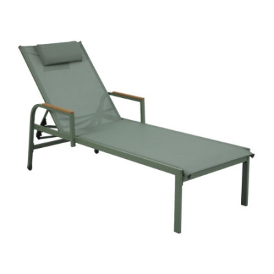 Tumbona Reclinable Verna de Acero y Textilene con 5 Posiciones Cojín y Reposabrazos 202x69.5x109cm 7house Hamacas y Tumbonas 1