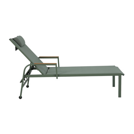 Tumbona Reclinable Verna de Acero y Textilene con 5 Posiciones Cojín y Reposabrazos 202x69.5x109cm 7house Hamacas y Tumbonas 3