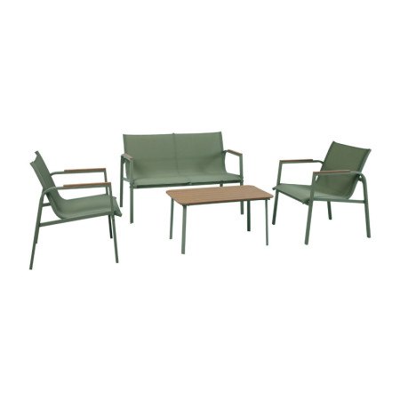 Conjunto de Jardín Verna con Sofá de 2 Plazas 2 Sillones y Mesa de Centro en Acero y Textilene 7house Conjuntos de Jardín 1