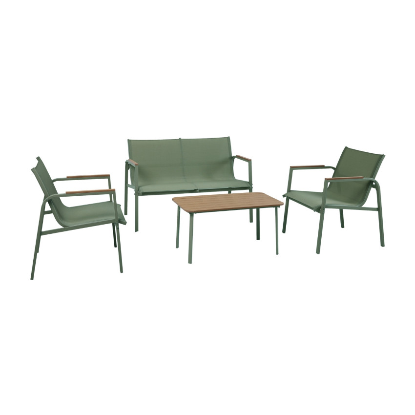 Conjunto de Jardín Verna con Sofá de 2 Plazas 2 Sillones y Mesa de Centro en Acero y Textilene 7house Conjuntos de Jardín 1