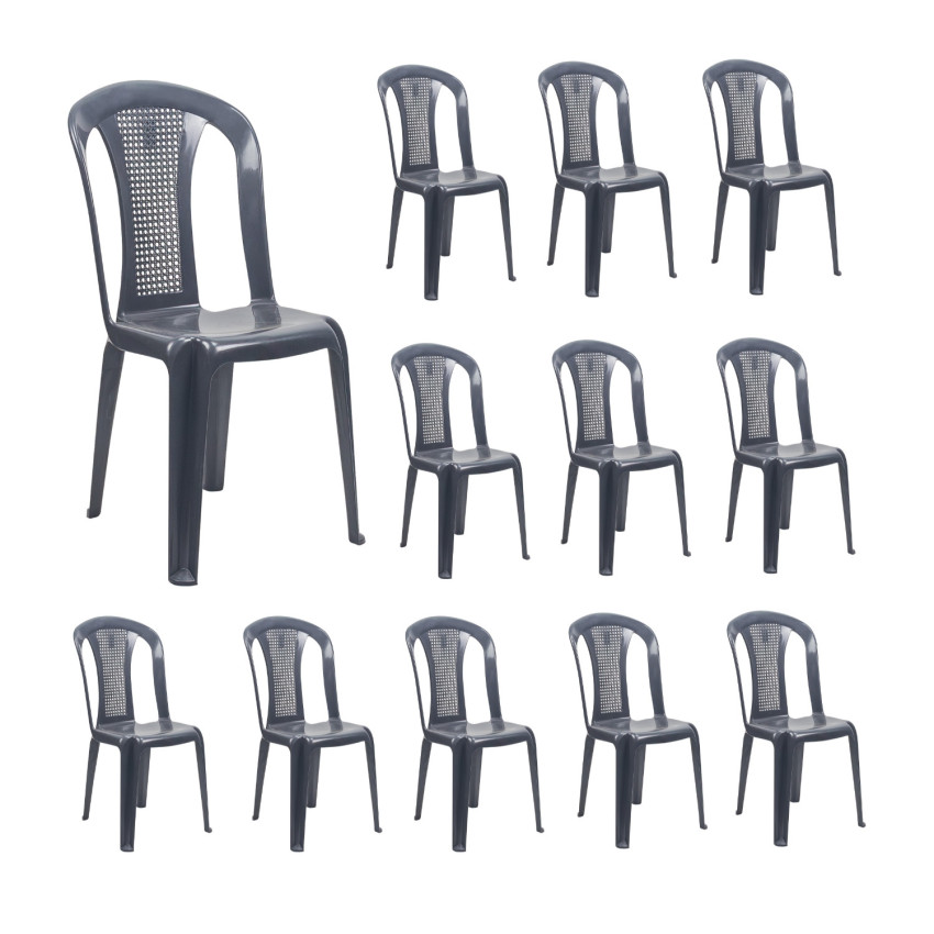 Pack 12 Sillas de Exterior Apilables sin Reposabrazos Napoli 42x49x88cm 7house Sillas Plegables 10