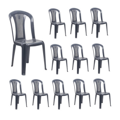 Pack 12 Sillas de Exterior Apilables sin Reposabrazos Napoli 42x49x88cm 7house Sillas Plegables 10
