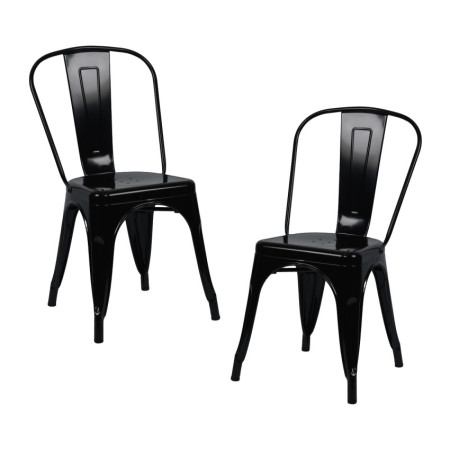 Pack 2 Sillas Apilables Industriales de Acero 45x45x85cm Thinia Home Sillas de Comedor 1