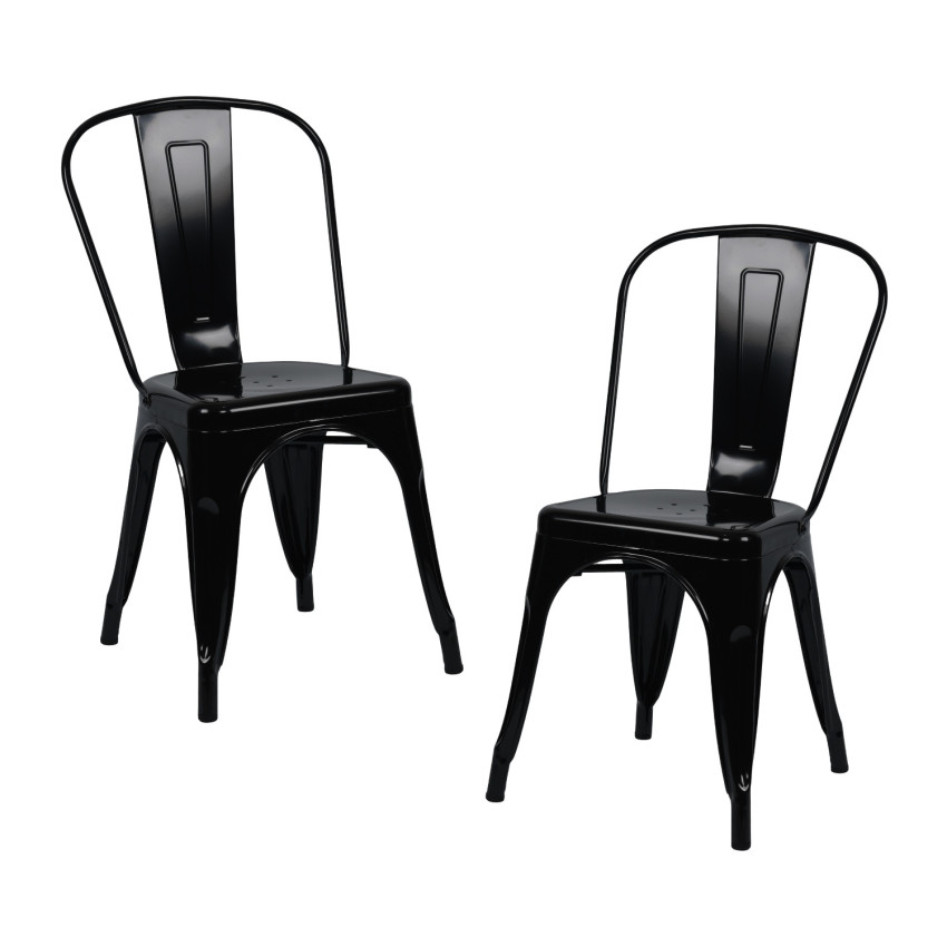 Lot de 2 chaises empilables industrielles en acier, 45 x 45 x 85 cm Thinia Home
