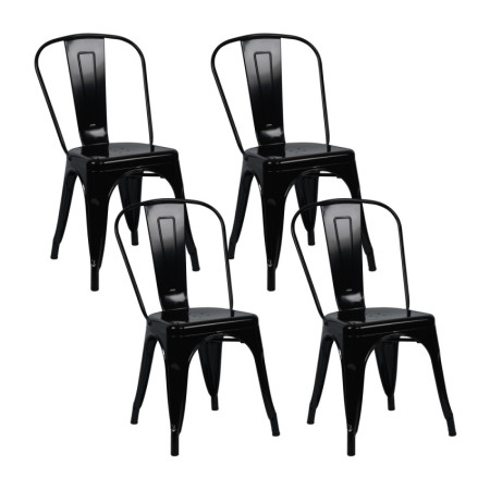 Pack 4 Sillas Apilables Industriales de Acero 45x45x85cm Thinia Home Sillas de Comedor 1