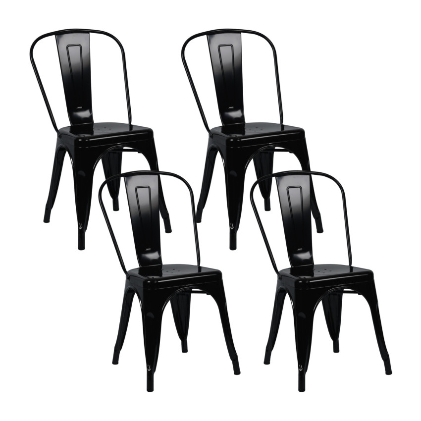 Pack 4 Sillas Apilables Industriales de Acero 45x45x85cm Thinia Home Sillas de Comedor 1