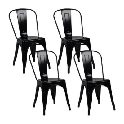 Pack 4 Sillas Apilables Industriales de Acero 45x45x85cm Thinia Home Sillas de Comedor 1